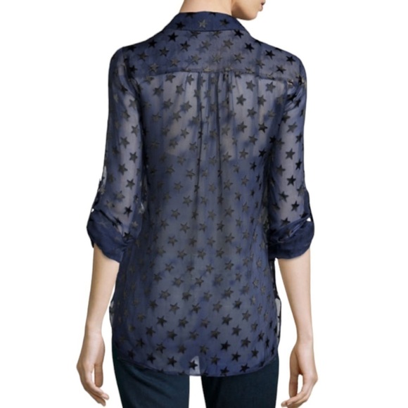 Diane von Furstenberg - Lorelei Star USA Embellished Sheer Blouse Sz 6 - Picture 3 of 8